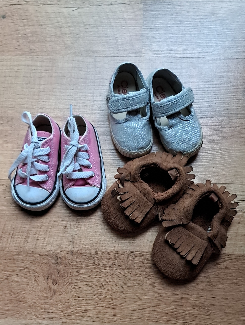 Baby Girl Shoe Lot Converse, Cienta, Fringe Moccasin